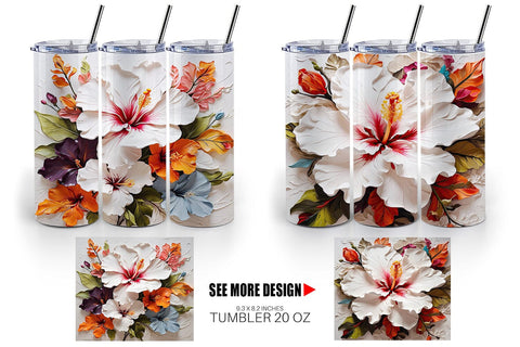 Tumbler Wrap 3D Hibiscus Flower Sublimation artnoy 