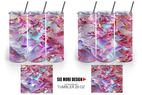 Tumbler Wrap 3D Holographic Pink Liquid Sublimation artnoy 