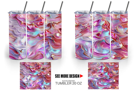 Tumbler Wrap 3D Holographic Pink Liquid Sublimation artnoy 