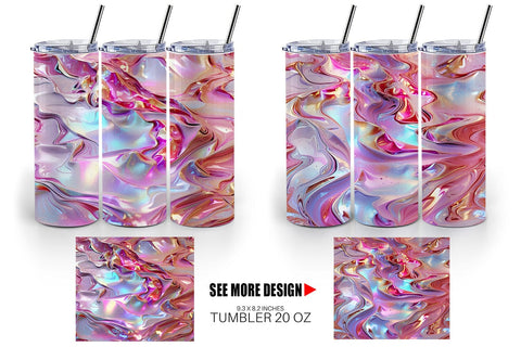 Tumbler Wrap 3D Holographic Pink Liquid Sublimation artnoy 