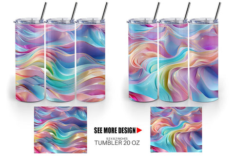 Tumbler Wrap 3D Holographic Wave Sublimation artnoy 