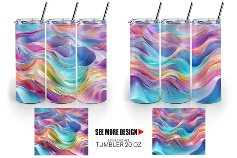 Tumbler Wrap 3D Holographic Wave Sublimation artnoy 