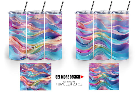 Tumbler Wrap 3D Holographic Wave Sublimation artnoy 