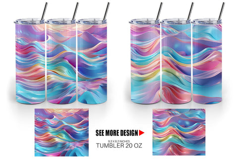 Tumbler Wrap 3D Holographic Wave Sublimation artnoy 