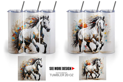 Tumbler Wrap 3D Horse Painting Sublimation artnoy 