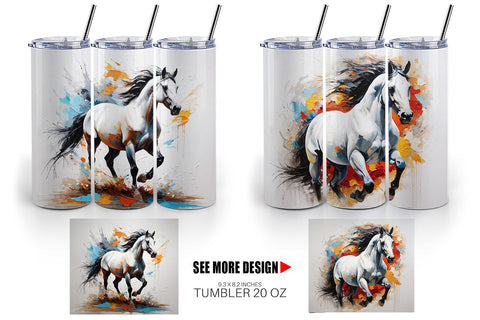 Tumbler Wrap 3D Horse Painting Sublimation artnoy 