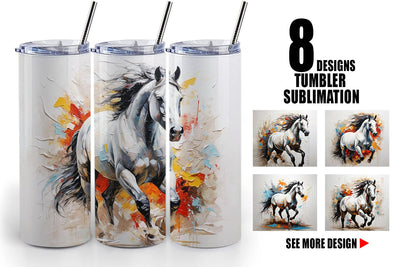 Tumbler Wrap 3D Horse Painting Sublimation artnoy 
