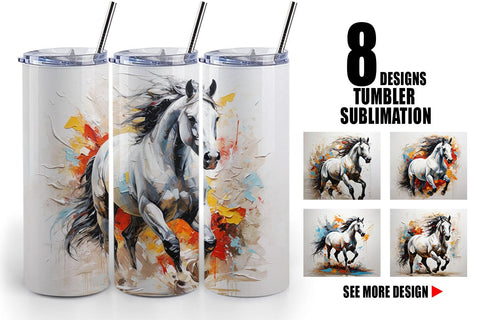 Tumbler Wrap 3D Horse Painting Sublimation artnoy 