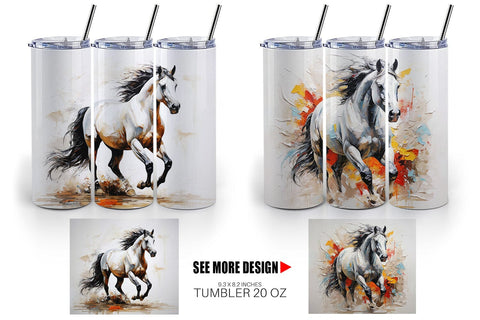 Tumbler Wrap 3D Horse Painting Sublimation artnoy 