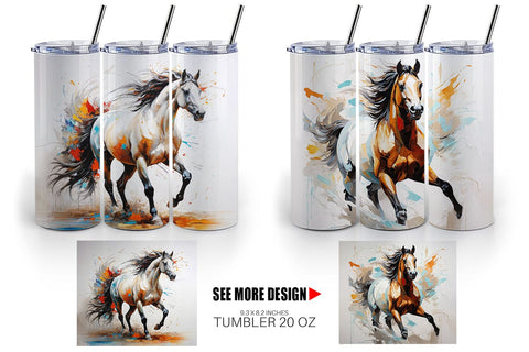 Tumbler Wrap 3D Horse Painting Sublimation artnoy 
