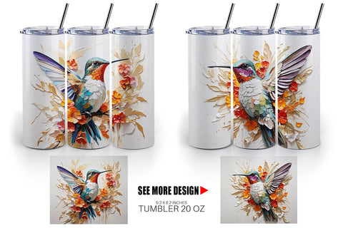 Tumbler Wrap 3D Hummingbird Painting Sublimation artnoy 