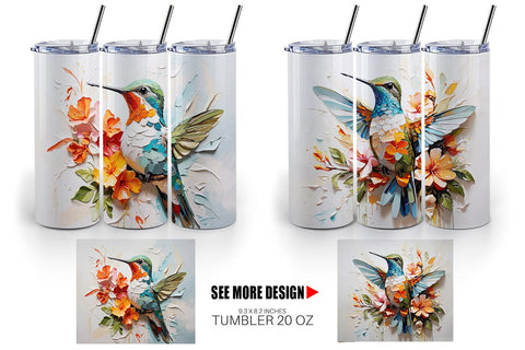 Tumbler Wrap 3D Hummingbird Painting Sublimation artnoy 