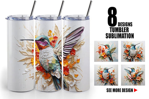 Tumbler Wrap 3D Hummingbird Painting Sublimation artnoy 