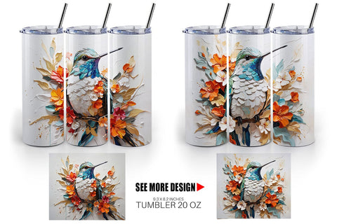 Tumbler Wrap 3D Hummingbird Painting Sublimation artnoy 
