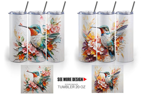 Tumbler Wrap 3D Hummingbird Painting Sublimation artnoy 
