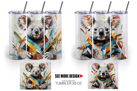 Tumbler Wrap 3D Koala Painting Sublimation artnoy 