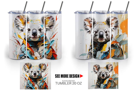 Tumbler Wrap 3D Koala Painting Sublimation artnoy 