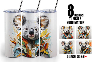 Tumbler Wrap 3D Koala Painting Sublimation artnoy 