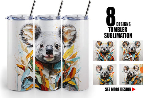 Tumbler Wrap 3D Koala Painting Sublimation artnoy 