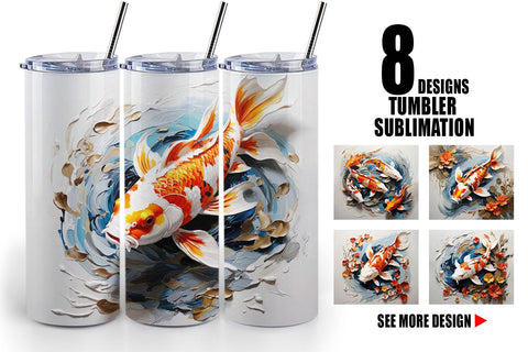 Tumbler Wrap 3D Koi Fish Painting Sublimation artnoy 