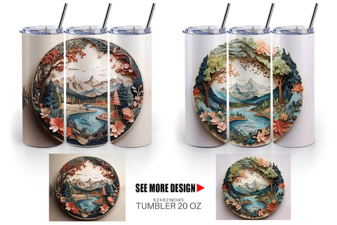 Tumbler Wrap 3D Landscape Mountain Tree Sublimation artnoy 