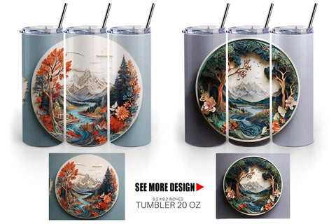 Tumbler Wrap 3D Landscape Mountain Tree Sublimation artnoy 