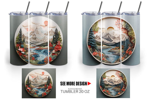 Tumbler Wrap 3D Landscape Mountain Tree Sublimation artnoy 