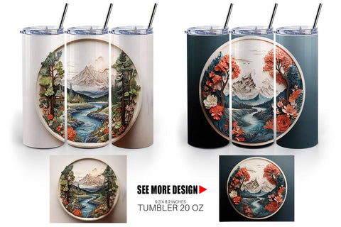Tumbler Wrap 3D Landscape Mountain Tree Sublimation artnoy 