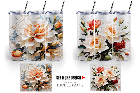 Tumbler Wrap 3D Lily Flower Painting Sublimation artnoy 