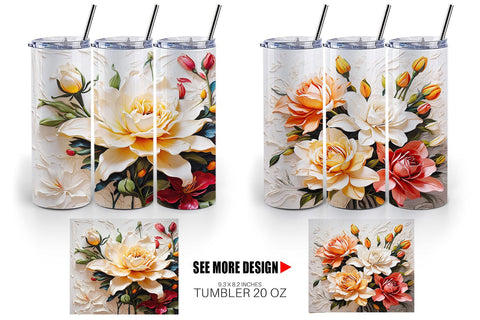 Tumbler Wrap 3D Lily Flower Painting Sublimation artnoy 