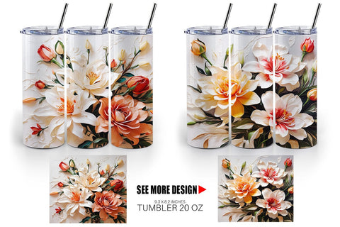 Tumbler Wrap 3D Lily Flower Painting Sublimation artnoy 