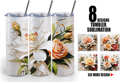 Tumbler Wrap 3D Lily Flower Painting Sublimation artnoy 