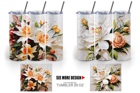 Tumbler Wrap 3D Lily Flower Painting Sublimation artnoy 