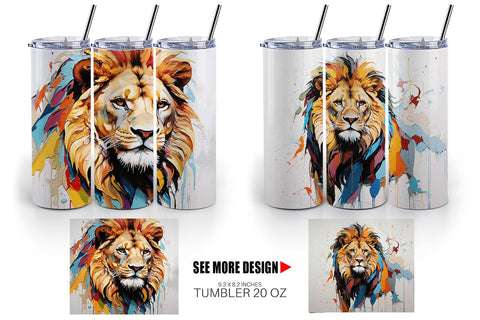 Tumbler Wrap 3D Lion Painting Sublimation artnoy 