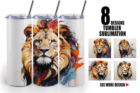 Tumbler Wrap 3D Lion Painting Sublimation artnoy 