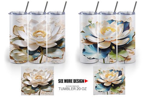 Tumbler Wrap 3D Lotus Flower Painting Sublimation artnoy 