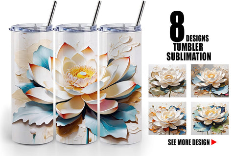 Tumbler Wrap 3D Lotus Flower Painting Sublimation artnoy 