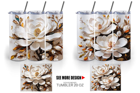 Tumbler Wrap 3D Magnolia Flower Sublimation artnoy 