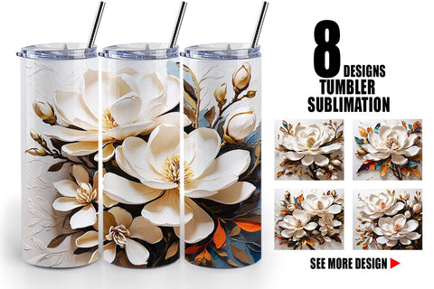 Tumbler Wrap 3D Magnolia Flower Sublimation artnoy 