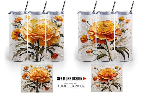 Tumbler Wrap 3D Marigold Flower Sublimation artnoy 