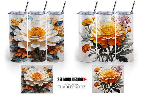Tumbler Wrap 3D Marigold Flower Sublimation artnoy 