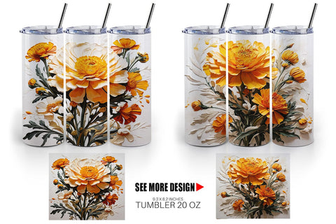Tumbler Wrap 3D Marigold Flower Sublimation artnoy 