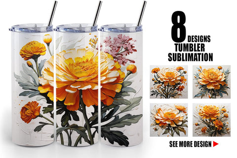 Tumbler Wrap 3D Marigold Flower Sublimation artnoy 