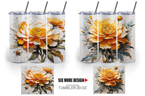 Tumbler Wrap 3D Marigold Flower Sublimation artnoy 