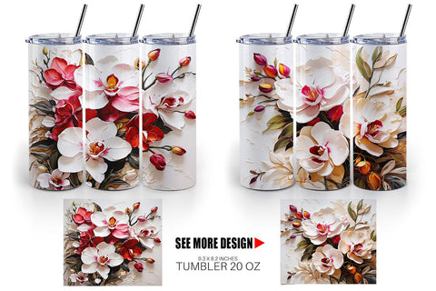 Tumbler Wrap 3D Orchid Flower Sublimation artnoy 
