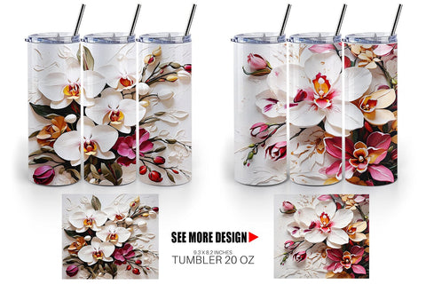 Tumbler Wrap 3D Orchid Flower Sublimation artnoy 