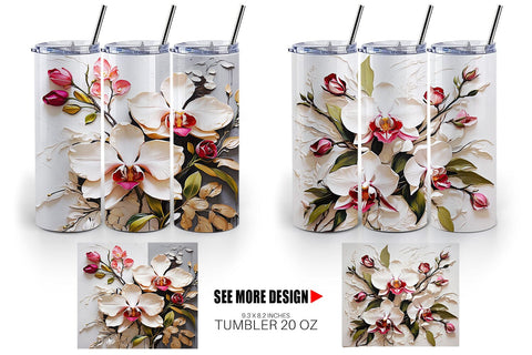 Tumbler Wrap 3D Orchid Flower Sublimation artnoy 