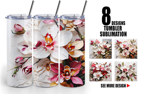 Tumbler Wrap 3D Orchid Flower Sublimation artnoy 