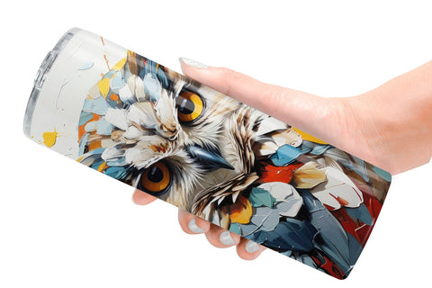 Tumbler Wrap 3D Owl Painting Sublimation artnoy 
