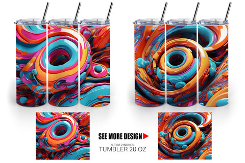Tumbler Wrap 3D Paint Swirling Colorful Sublimation artnoy 